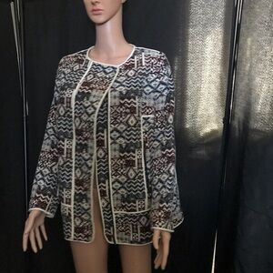 ZARA Basic Tapestry Aztec Print Blazer Jacket Size M